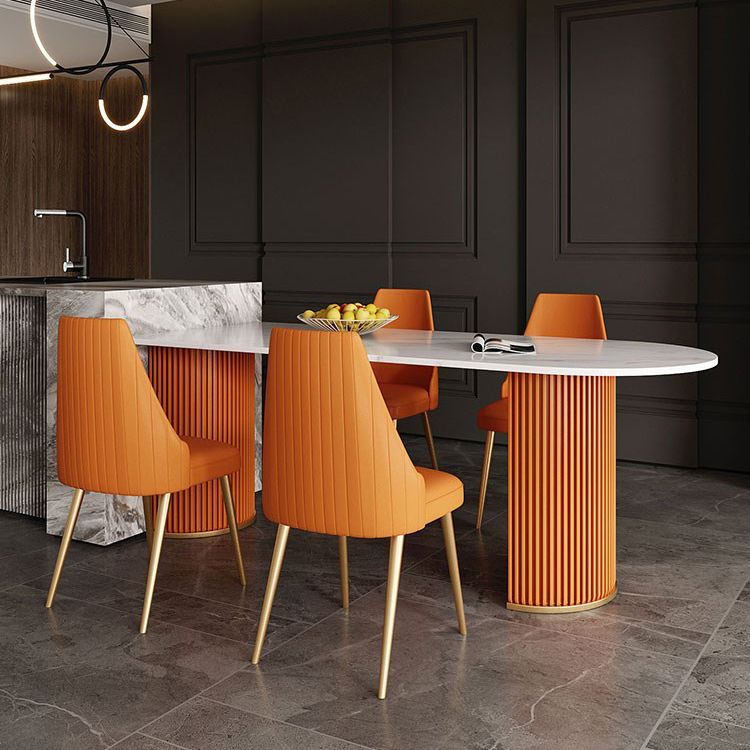 Minimalist White Irregular Dining Table Sintered Stone Standard Dining Table for Kitchen Clearhalo ' dining_table' 'Dining Tables & Seating' 'Dining Tables' 'furn' 'furn_dining_table' 'Furniture' 'furniture_dining_table' 'Kitchen & Dining Furniture' 'kitchen&dining_furn' 'kitchen' 'kitchen_dining_table' 1200x1200_acacf009-1a38-458e-a745-b0c3a11d11b5