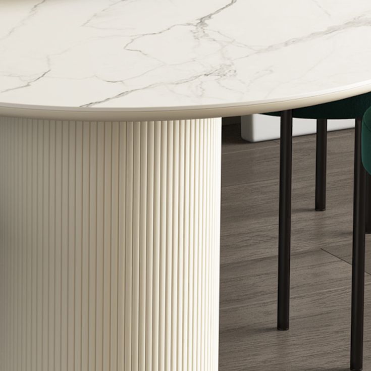 Simplicity Style Sintered Stone Dining Table 3 Legs Base 55" Wide Freeform Table for Home Clearhalo ' dining_table' 'Dining Tables & Seating' 'Dining Tables' 'furn' 'furn_dining_table' 'Furniture' 'furniture_dining_table' 'Kitchen & Dining Furniture' 'kitchen&dining_furn' 'kitchen' 'kitchen_dining_table' 1200x1200_acadd692-479a-4ca8-a205-7dd78151d40b