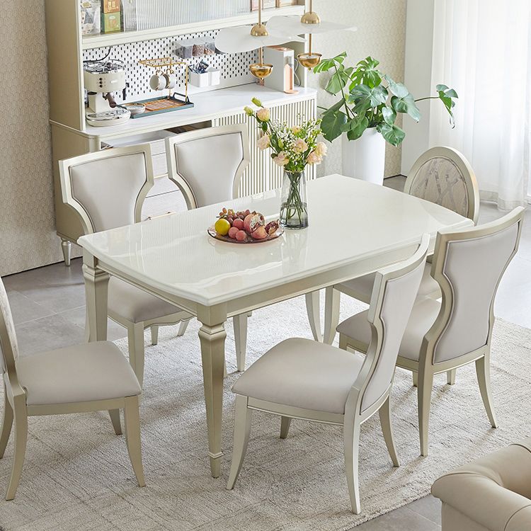 Glam Rectangle Dining Table White Faux Marble Tabletop for Home Clearhalo 'Dining Tables & Seating' 'Dining Tables' 'dining_table' 'furn' 'furn_dining_table' 'Furniture' 'Kitchen & Dining Furniture' 1200x1200_acaddb6c-21ce-4302-95b6-e1e9c3ab3d3c