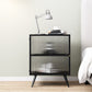 Metal and Glass Bedside Cabinet Modern Minimalist Bedside Table with Legs