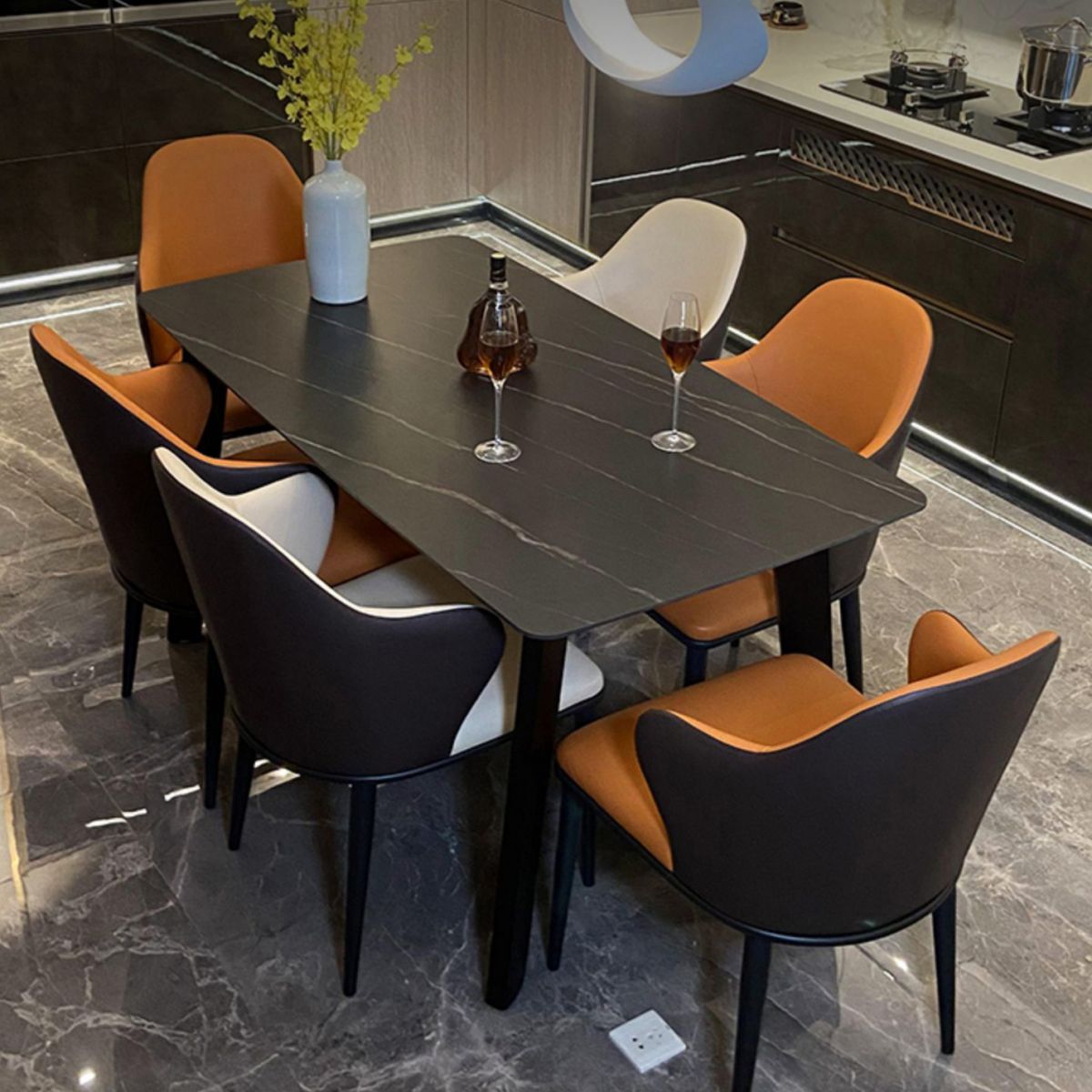 Stone Top Dining Table Rectangle Dining Table with 4 Solid Wood Legs Clearhalo ' dining_table' 'Dining Tables & Seating' 'Dining Tables' 'furn' 'furn_dining_table' 'Furniture' 'furniture_dining_table' 'Kitchen & Dining Furniture' 'kitchen&dining_furn' 'kitchen' 'kitchen_dining_table' 1200x1200_acaf6871-9266-4291-b119-0ff6c910b7aa