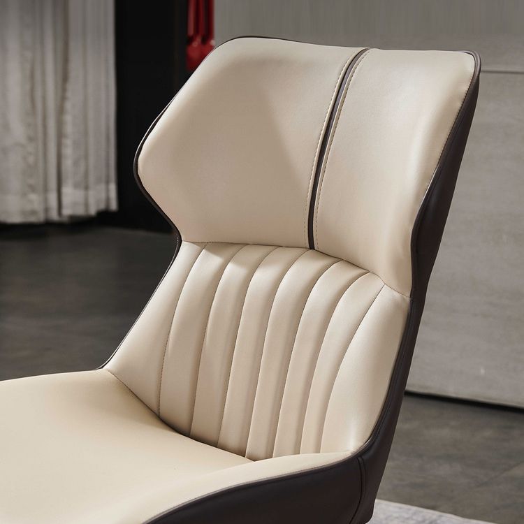 Contemporary Arm Dining Chairs Leather Curved Parsons Chair for Brasserie