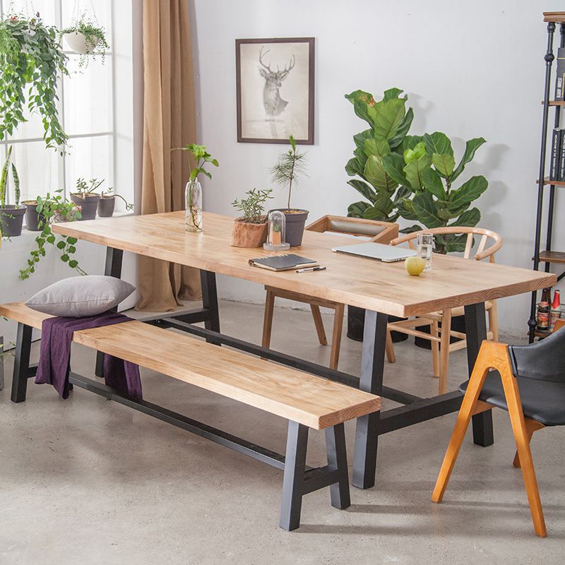 Rectangle Trestle Dining Table Modern Wood Table for Milk Tea Shop Clearhalo 'Dining Tables & Seating' 'Dining Tables' 'dining_table' 'furn' 'furn_dining_table' 'Furniture' 'Kitchen & Dining Furniture' 1200x1200_acb1e843-72f6-4503-a762-a6e1afb4a18e