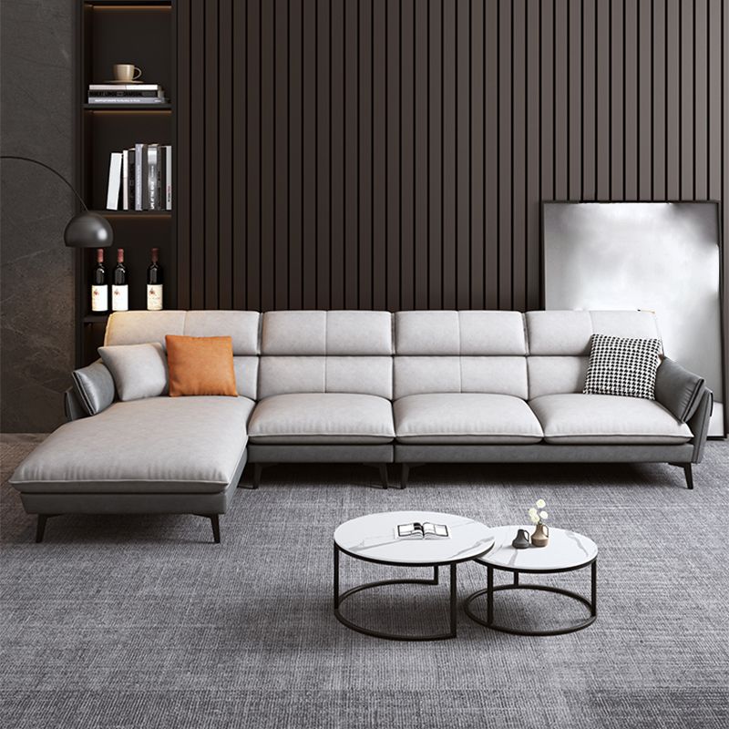 Contemporary Faux Leather Square Arm Sofa Sewn Pillow Back Sfa