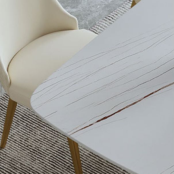 1/4/6/7/9-delige rechthoekige eetset Eettafel met gesinterd stenen blad en leren stoelen