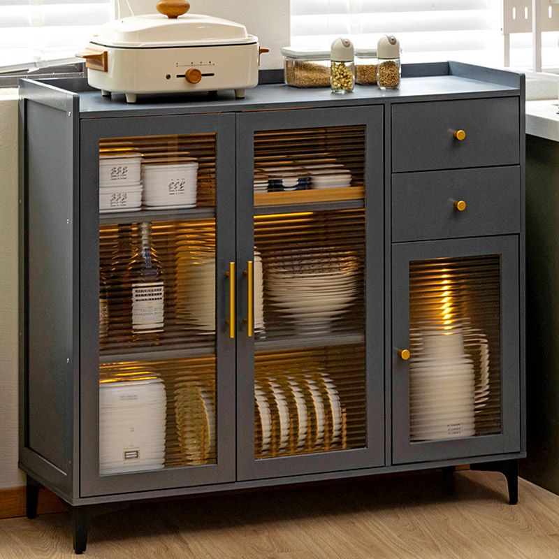 Modern Style Dining Server Acrylic Doors Dining Server in Gray Clearhalo 'buffet_sideboard' 'Buffets & Sideboards' 'furn' 'furn_buffet_sideboard' 'Furniture' 'Kitchen & Dining Furniture' 1200x1200_acb36117-5f84-49e9-b497-fa7ef9d6d449