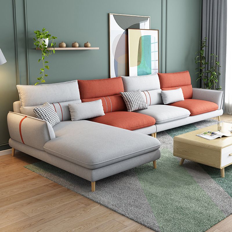 Flared Arm Sectional Sofa Modern 4-seater Fabric Sectional in Grey Clearhalo 'furn' 'furn_sectionals' 'Furniture' 'Living Room Furniture' 'Sectionals' 1200x1200_acb4daaf-9aff-4ab1-9975-b2de7e8c2045