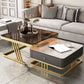 Glam Frame Couchtisch, Glas/Schiefer, quadratischer Cocktailtisch mit Schublade