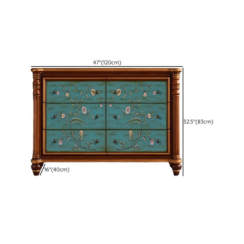 Commode de rangement en bois de commode traditionnelle ornée avec tiroirs pour chambre à coucher