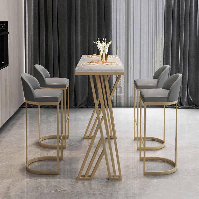 Glam rechthoekige stenen balktafel Zet 1/5 stukken tegen tafel met hoge ontlasting