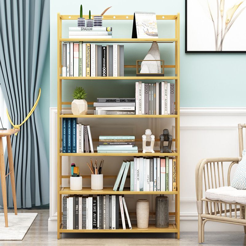 Modern Bamboo Etagere Bookshelf Bedroom Vertical Open Shelf Bookcase with Shelves