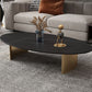 Glam Oval Stone Top Coffee Table with Steel Base Cocktail Table Clearhalo 'Coffee & Accent Tables' 'Coffee Tables' 'coffee_tables' 'furn' 'furn_coffee_tables' 'Furniture' 'Living Room Furniture' 1200x1200_acbf84ef-fdae-42ee-a8d0-74b84cc1409b