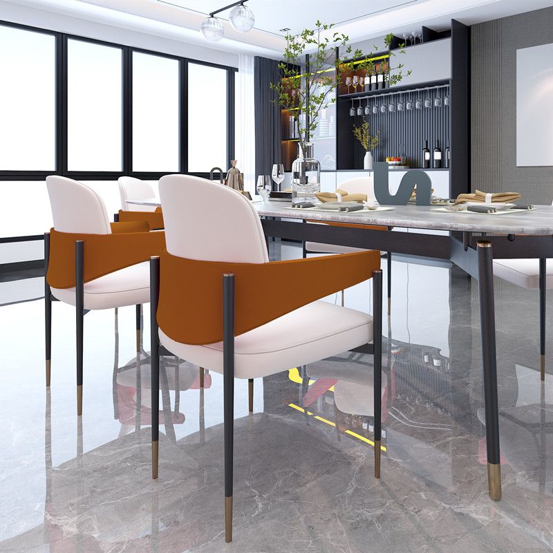 Silla de comedor de metal silla de acento de comedor sin brazo sin brazo