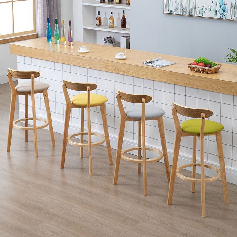 Industrial Backrest Counter Stool Rubber Wood Cafe Bar Stool with Cushion and Pedal Clearhalo 'Bar Furniture' 'Bar Stools' 'bar_stools' 'furn' 'furn_bar_stools' 'Furniture' 'Kitchen & Dining Furniture' 1200x1200_acc1d5c1-376e-4d7b-bb1e-60212fe2b419