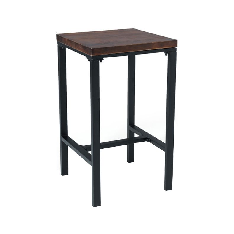 Modern Squared Bar Dining Table Indoor Wood Bar Height Table with Iron Base 42-Inch Top Clearhalo 'Bar Furniture' 'Bar Tables' 'bar_tables' 'furn' 'furn_bar_tables' 'Furniture' 'furniture_bar_tables' 'Kitchen & Dining Furniture' 1200x1200_acc21077-810f-4e78-8769-ac6d3a66a0c0