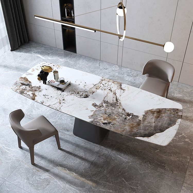 Modern Rectangle Dinette Set 1/3/4/7 Pieces Sintered Stone Top Dining Table Set Clearhalo 'Dining Room Sets' 'Dining Tables & Seating' 'dining_room_set' 'furn' 'furn_dining_room_set' 'Furniture' 'furniture_dining_room_set' 'Kitchen & Dining Furniture' 1200x1200_acc265b9-5773-463d-a1b2-e8f8cee15424