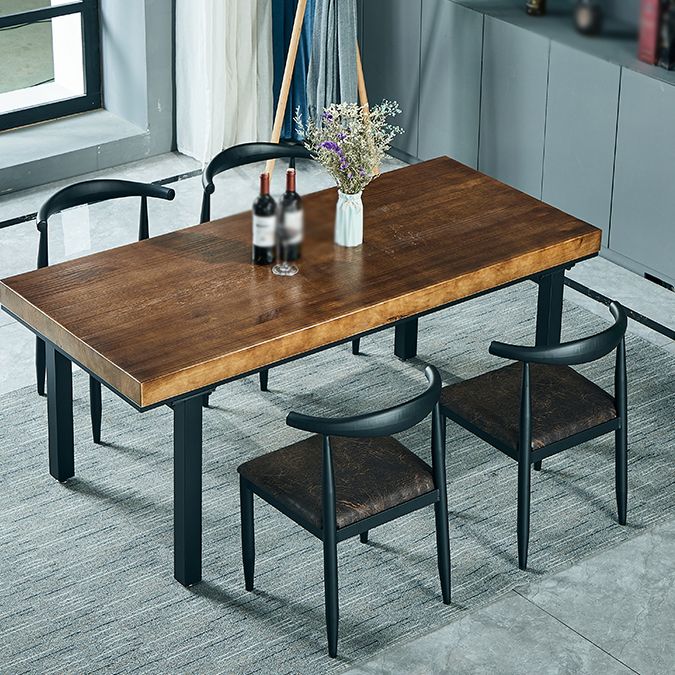 Industrial 1/2/5/7 Pieces Dining Set Solid Wood Dining Table with Leather Chairs Clearhalo 'Dining Room Sets' 'Dining Tables & Seating' 'dining_room_set' 'furn' 'furn_dining_room_set' 'Furniture' 'furniture_dining_room_set' 'Kitchen & Dining Furniture' 'kitchen&dining_furn' 'kitchen' 1200x1200_acc3e83c-9b83-4fe1-951b-a4146f50c6d7