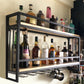 Modern Wall Mounted Wine Racks Metal Wine Jail With Glass Holder & Storage Shelf Clearhalo 'furn' 'furn_wine_racks' 'Furniture' 'Kitchen & Dining Furniture' 'Wine Racks' 'wine_racks' 1200x1200_acc48dfc-0dd6-4e20-a11f-f0ef050f5587