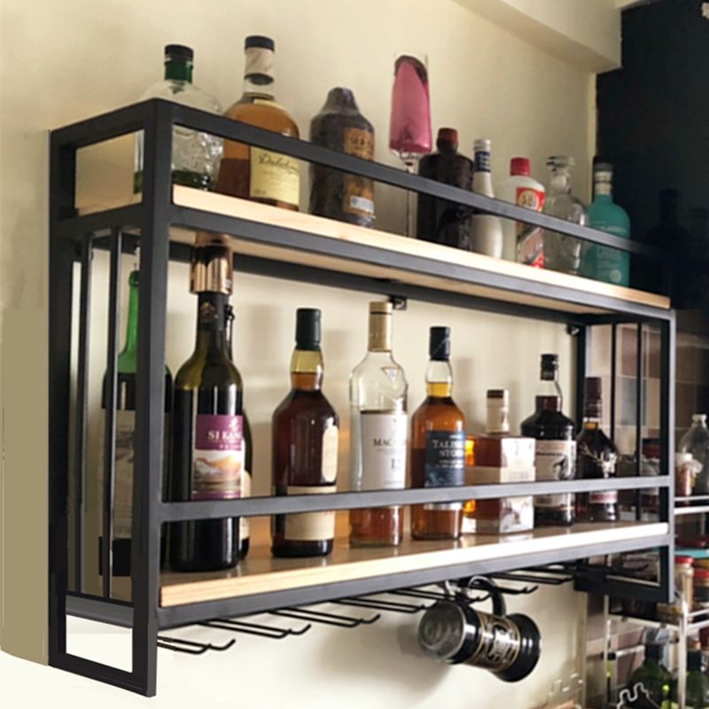 Modern Wall Mounted Wine Racks Metal Wine Jail With Glass Holder & Storage Shelf Clearhalo 'furn' 'furn_wine_racks' 'Furniture' 'Kitchen & Dining Furniture' 'Wine Racks' 'wine_racks' 1200x1200_acc48dfc-0dd6-4e20-a11f-f0ef050f5587