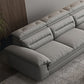 Contemporary Faux Leather Light-grey Sewn Pillow Back Pillow Top Arm Sofa