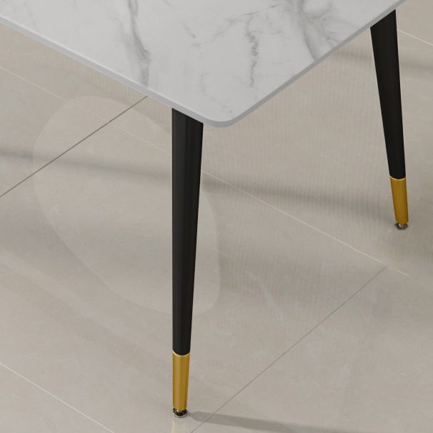 Glam Sintered Stone Kitchen Dining Table White Kitchen Dining Table with 4 Legs Base Clearhalo ' dining_table' 'Dining Tables & Seating' 'Dining Tables' 'furn' 'furn_dining_table' 'Furniture' 'furniture_dining_table' 'Kitchen & Dining Furniture' 'kitchen&dining_furn' 'kitchen' 'kitchen_dining_table' 1200x1200_acc59d18-5572-41c4-b189-0c6478d64800