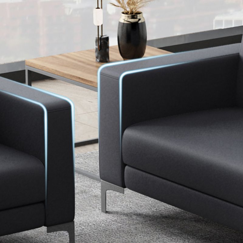 Black Square Arm Sofa Contemporary Standard Sofa for Living Room, 27.55" W