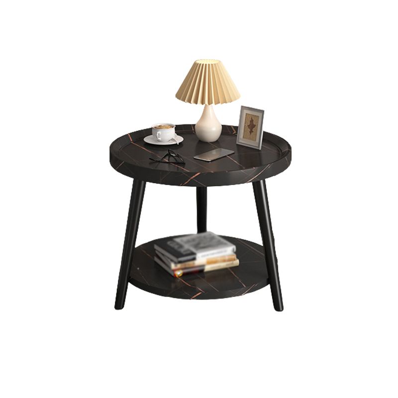 3脚カクテルテーブル人工材のクルミ/黒/白い丸いコーヒーテーブル