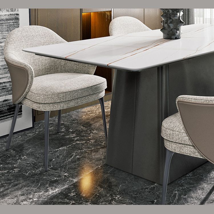 Contemporary Style Home Dining Arm Chair Metal Dining Chair with Black Legs Clearhalo ' kitchen&dining_furn' 'Dining Chairs' 'Dining Tables & Seating' 'dining_chair' 'Furniture' 'furniture_dining_chair' 'Kitchen & Dining Furniture' 'kitchen' 1200x1200_acca1924-edb1-4bc8-948e-101c1e38ad56