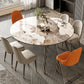 Modern Round Extendable Dining Table Wood Legs for Living Room