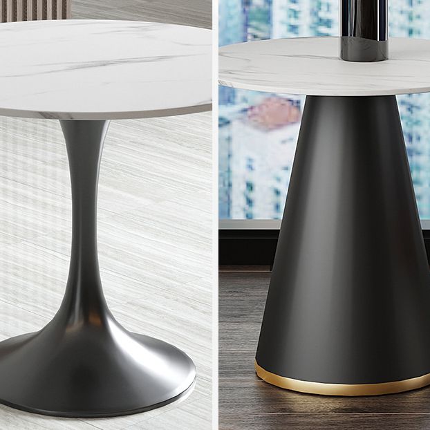 Black Metal Base Traditional Luxury Round Table Sintered Stone Dining Table with Pedestal Clearhalo 'Dining Tables & Seating' 'Dining Tables' 'dining_table' 'furn' 'furn_dining_table' 'Furniture' 'Kitchen & Dining Furniture' 1200x1200_accd4503-813c-4d74-b233-b0c6c9b026eb