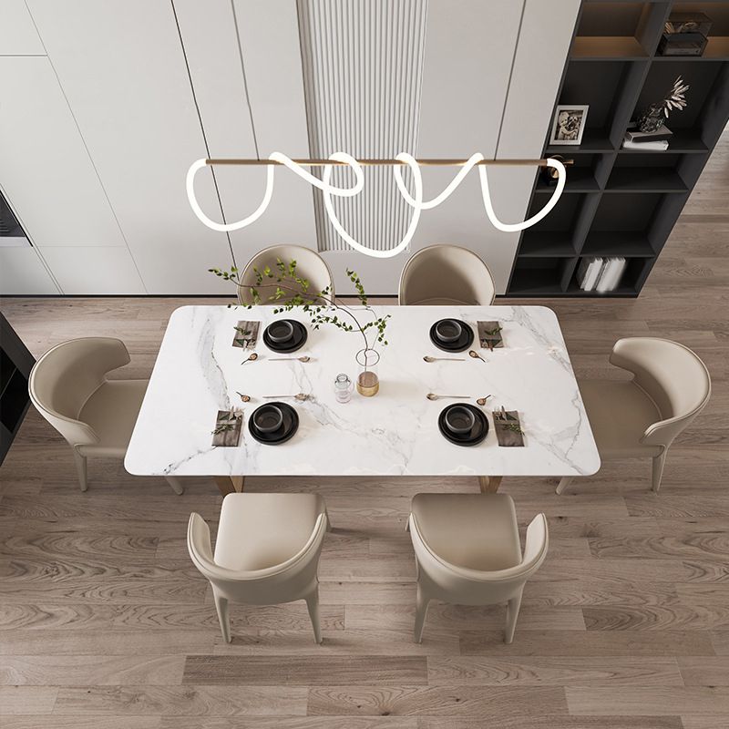 1/2/5/7 Stücke Designer -Stil Rechteck Ess Set Sintered Stone Top Dinette Tischset Set