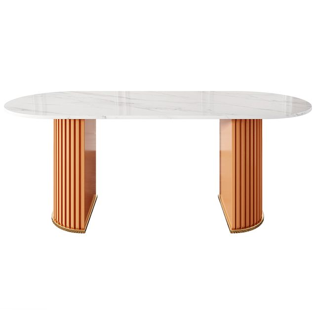 Minimalist Oval Shape White Dining Table Standard Sintered Stone Dining Table for Kitchen Clearhalo ' dining_table' 'Dining Tables & Seating' 'Dining Tables' 'furn' 'furn_dining_table' 'Furniture' 'furniture_dining_table' 'Kitchen & Dining Furniture' 'kitchen&dining_furn' 'kitchen' 'kitchen_dining_table' 1200x1200_accddaa0-5c56-451a-90f7-2f44c140ee7f