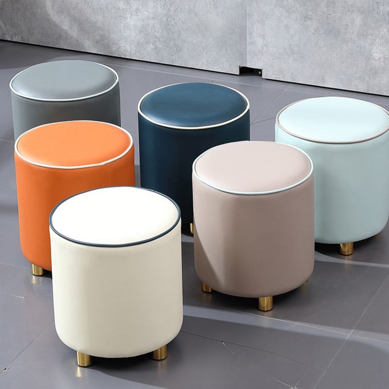 Orange Leather Round Standard Water Resistant Indoor Standard Clearhalo 'furn' 'furn_ottomans_poufs' 'Furniture' 'Living Room Furniture' 'Ottomans & Poufs' 'ottomans_poufs' 1200x1200_acce2b82-4d00-4adb-b4d9-2ef98870bb4f