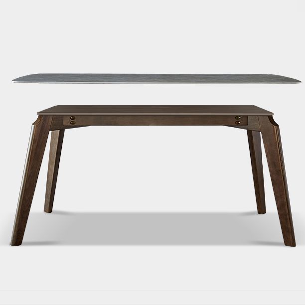 Mid-Century Modern Rectangle Table Grey Sintered Stone Table with 4 Ash Solid Wood Legs Clearhalo ' dining_table' 'Dining Tables & Seating' 'Dining Tables' 'furn' 'furn_dining_table' 'Furniture' 'furniture_dining_table' 'Kitchen & Dining Furniture' 'kitchen&dining_furn' 'kitchen' 'kitchen_dining_table' 1200x1200_accf59c7-767b-45c6-b705-3beddb94b4ec