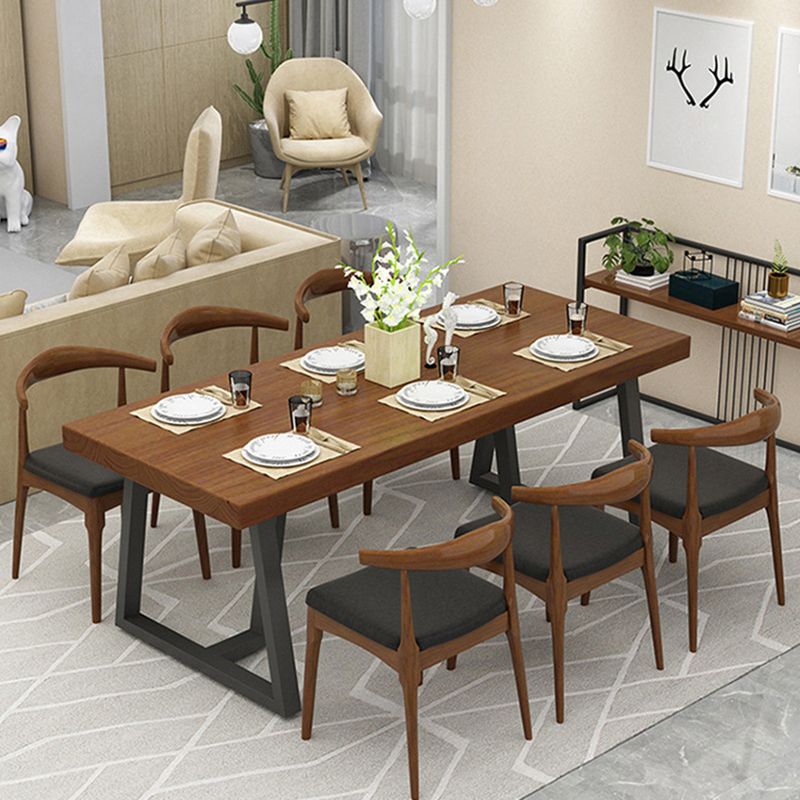 Metal Industrial Rectangle Dining Table Solid Wood Table for Kitchen and Dining Room Clearhalo ' dining_table' 'Dining Tables & Seating' 'Dining Tables' 'furn' 'furn_dining_table' 'Furniture' 'furniture_dining_table' 'Kitchen & Dining Furniture' 'kitchen&dining_furn' 'kitchen' 'kitchen_dining_table' 1200x1200_acd16f15-ed7b-4ced-a9bb-7df08e7a6e47
