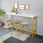 Glam Rectangle Stone Pub Bar Table Gold Iron Bar Dining Table with Trestle Pedestal Clearhalo 'Bar Furniture' 'Bar Tables' 'bar_tables' 'furn' 'furn_bar_tables' 'Furniture' 'furniture_bar_tables' 'Kitchen & Dining Furniture' 1200x1200_acd21e0e-afdb-45dc-9ec1-735543c414e2