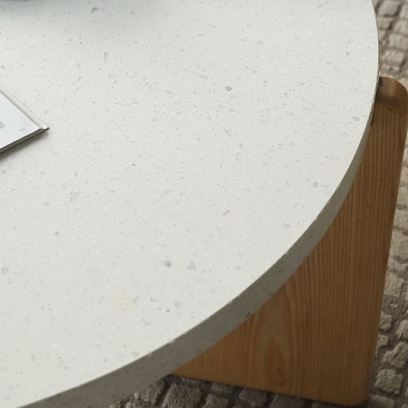 Round Stone Coffee Table Contemporary 3 Legs Coffee Cocktail Table