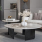 Contemporary Round Coffee or End Table Iron and Stone Coffee Table in Black and White Clearhalo 'Coffee & Accent Tables' 'Coffee Tables' 'coffee_tables' 'furn' 'furn_coffee_tables' 'Furniture' 'Living Room Furniture' 1200x1200_acd5abae-03c1-4e89-a4dc-f98a38d123b6