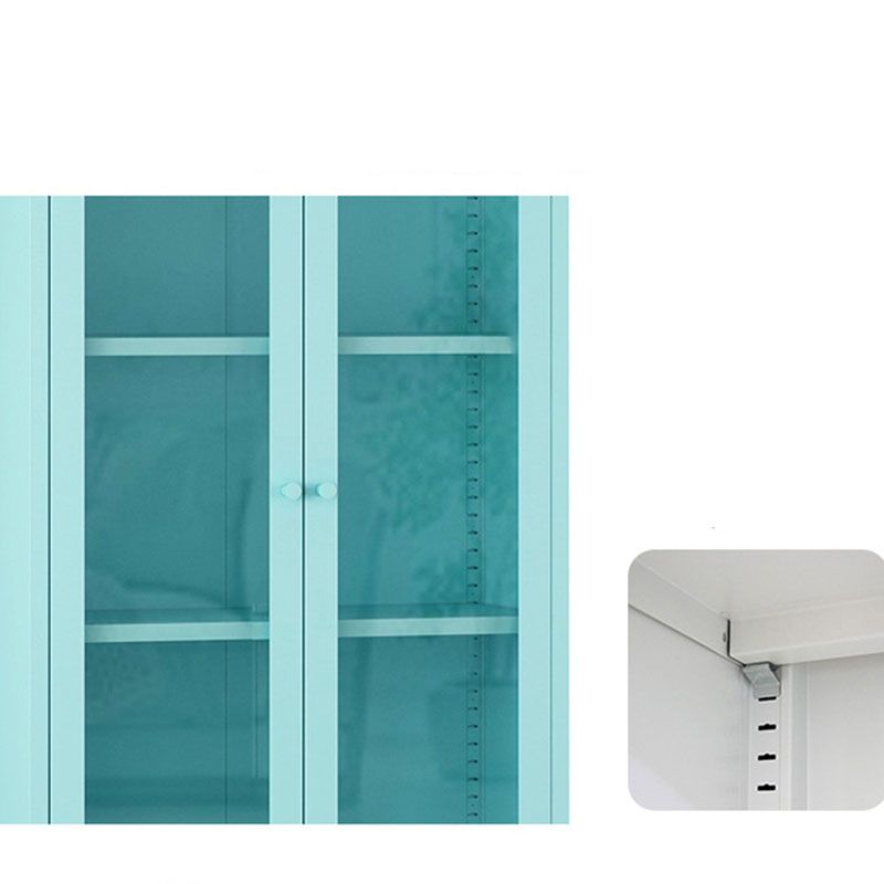 Modern Style Bookcase Metal Closed Back Bookshelf with Door for Home Office