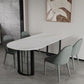 Modern White Stone Dining Table 78"L Table Sled Base Table for Home