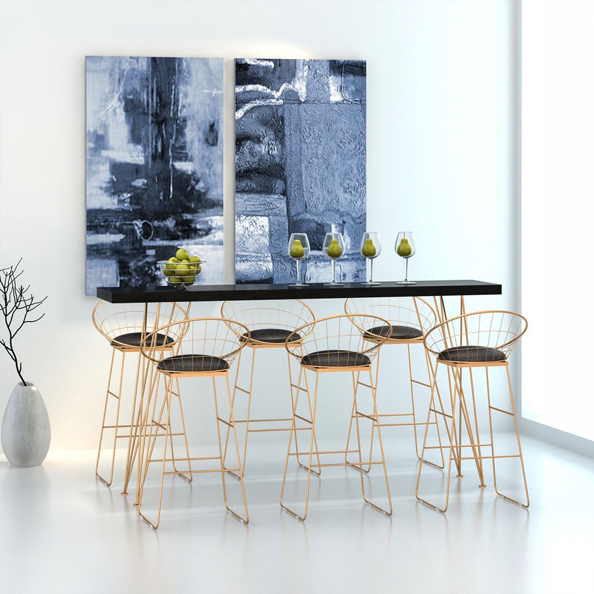 Gold Glam Style Bar Table in Iron Top and Faux Marble Milk Tea Shop Bar Table, Only Table Clearhalo 'Bar Furniture' 'Bar Tables' 'bar_tables' 'furn' 'furn_bar_tables' 'Furniture' 'furniture_bar_tables' 'Kitchen & Dining Furniture' 1200x1200_acd76c64-3efb-4b89-be8e-1641fde2b3e4