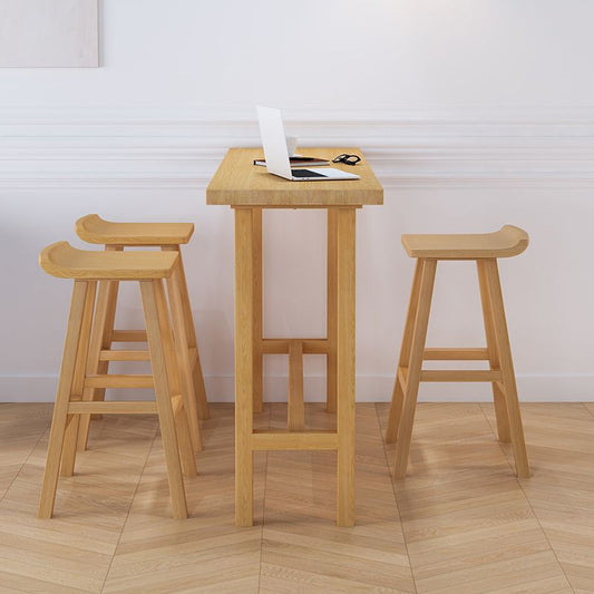 Tavolo da bar per top in legno di pino rettangolare tavolo da bistrot moderno con base di cavalletto in natura