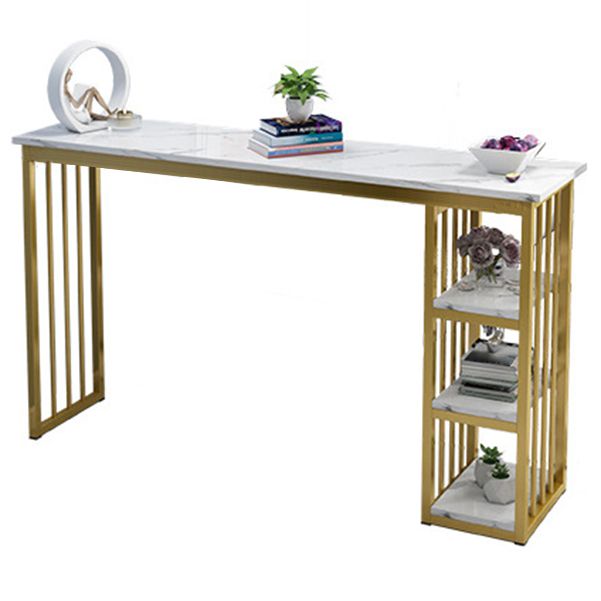 Rectangle Bar Dining Table Contemporary Bar Table with Gold Sled Base Clearhalo 'Bar Furniture' 'Bar Tables' 'bar_tables' 'furn' 'furn_bar_tables' 'Furniture' 'furniture_bar_tables' 'Kitchen & Dining Furniture' 1200x1200_acd8c3af-d8ff-4edf-914f-db8701e457e8