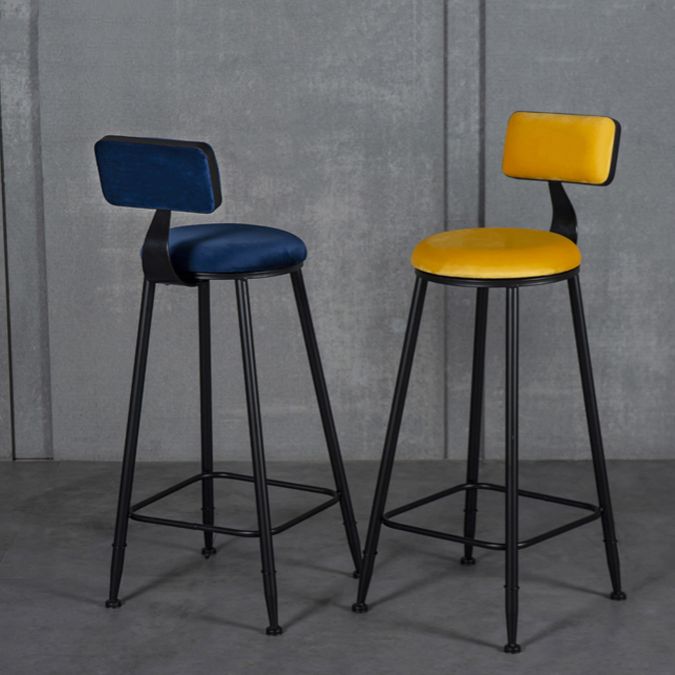 Industrial Armless Backrest Counter Stool Steel Cafe Bar Stool with Velvet Cushion Clearhalo 'Bar Furniture' 'Bar Stools' 'bar_stools' 'furn' 'furn_bar_stools' 'Furniture' 'furniture_bar_stools' 'Kitchen & Dining Furniture' 1200x1200_acdd9355-a7d6-453b-85aa-326e2c5beb23