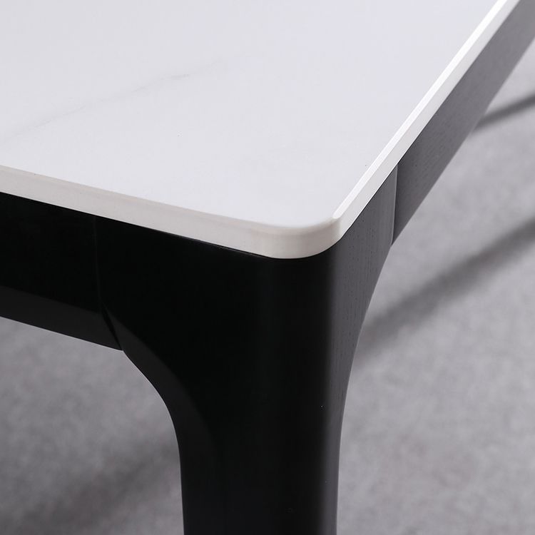 Rectangle Mid-Century Dining Table White Tone Fixed Table with Sintered Stone Clearhalo ' dining_table' 'Dining Tables & Seating' 'Dining Tables' 'Furniture' 'furniture_dining_table' 'Kitchen & Dining Furniture' 'kitchen&dining_furn' 'kitchen' 'kitchen_dining_table' 1200x1200_acde102d-b4cb-4940-8569-a78797624002