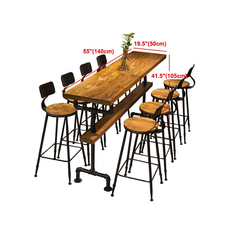Solid Wood Bar Table Industrial Bar Dining Table with Black Base Clearhalo 'Bar Furniture' 'Bar Tables' 'bar_tables' 'furn' 'furn_bar_tables' 'Furniture' 'Kitchen & Dining Furniture' 1200x1200_acdef3f3-7b49-4f3f-a885-a08f2b810767