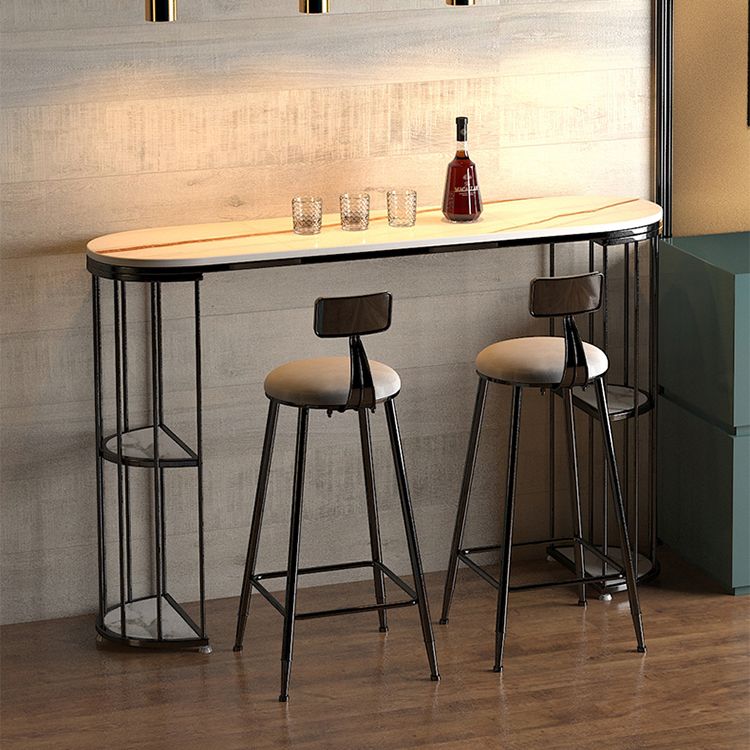 Contemporary Storage Counter Height Table Oval Double Pedestal Table Only Clearhalo 'Bar Furniture' 'Bar Tables' 'bar_tables' 'furn' 'furn_bar_tables' 'Furniture' 'furniture_bar_tables' 'Kitchen & Dining Furniture' 'kitchen&dining_furn' 'kitchen' 1200x1200_acdf78ca-842f-482e-b5d5-cf4a04f42f77