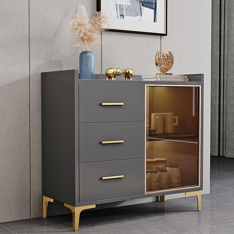 Modern Engineered Wood Sideboard Dining Room 35.4"H Buffet Server with Glass Doors Clearhalo 'buffet_sideboard' 'Buffets & Sideboards' 'furn' 'furn_buffet_sideboard' 'Furniture' 'Kitchen & Dining Furniture' 1200x1200_ace098c4-b11f-48b9-86bb-3de3e44a352e