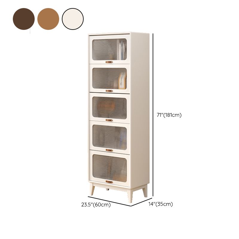 Mid-Century Modern Glass Paned Cabinet,  Solid Wood Accent Cabinet