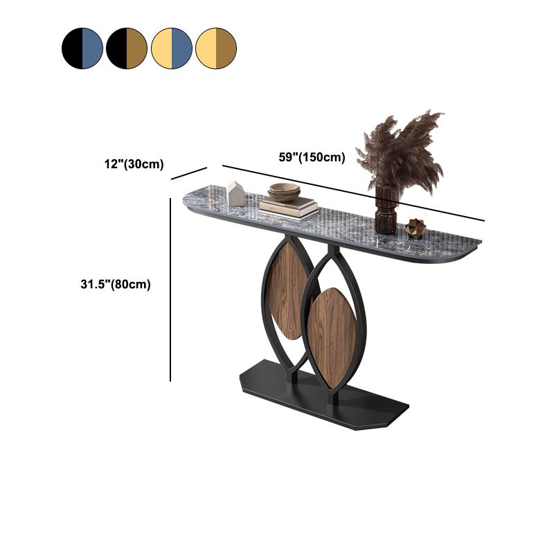 Stain Resistant Glam Marble/metal Rectangle Console Table in Brown/blue